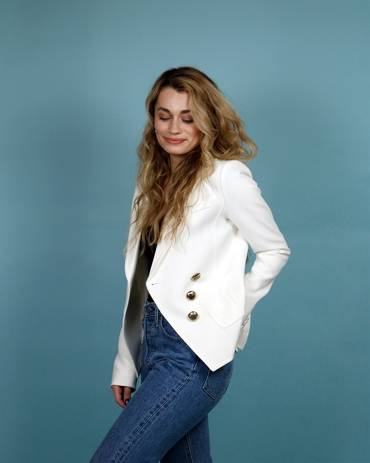 smythe wrap blazer white