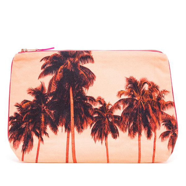 Dezso by Sara Beltran FLAMINGO PALMS CANVAS POUCH Dezso by Sara Beltran FLAMINGO PALMS CANVAS POUCH