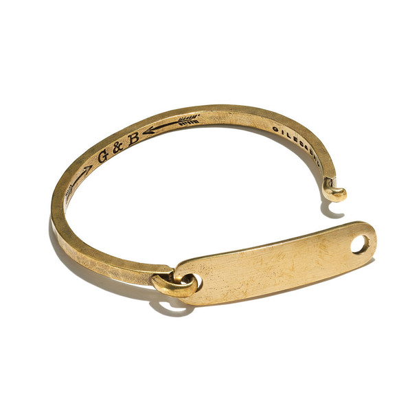 Giles & Brother Brass ID Tag With Hinge Cuff Giles & Brother Brass ID Tag With Hinge Cuff