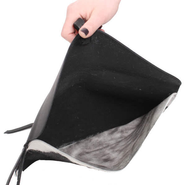 Minnie + George Calf Hair Envelope Clutch in Black Minnie + George Calf Hair Envelope Clutch in Black