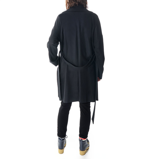 08sircus Black Wool Coat with Belt 08sircus Black Wool Coat with Belt