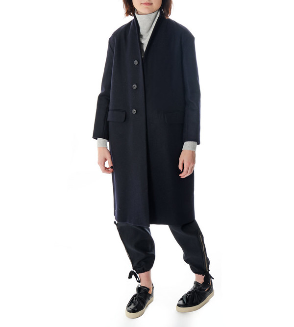 08sircus Long Coat with Button Closure 08sircus Long Coat with Button Closure