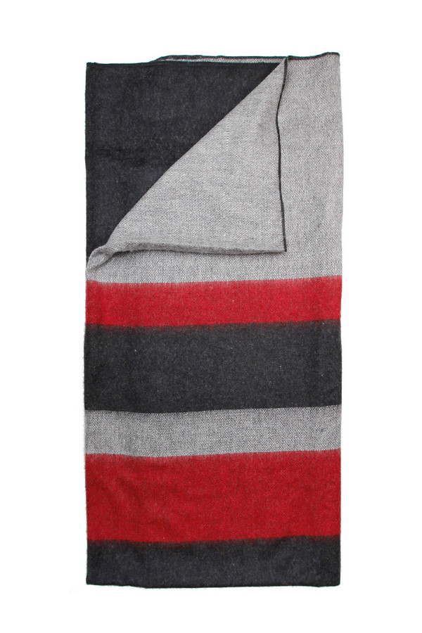 Alpaca Wool Blanket Charcoal Red Stripe Alpaca Wool Blanket Charcoal Red Stripe