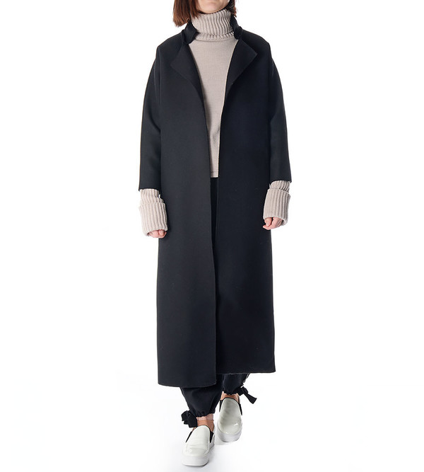 Charlie May Black Wool/Felt Kimono Coat Charlie May Black Wool/Felt Kimono Coat
