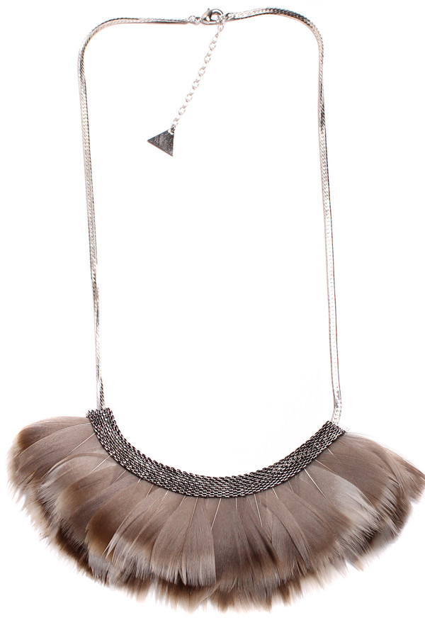 Serefina Mesh Feather Bib Statement Necklace Serefina Mesh Feather Bib Statement Necklace