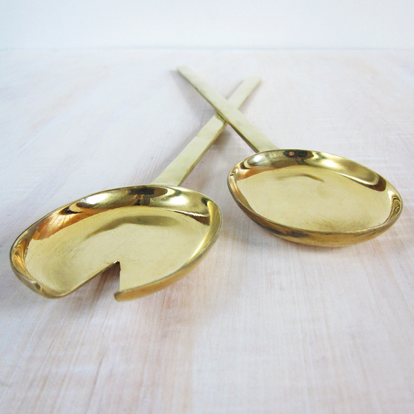 hand-forged brass serving spoons hand-forged brass serving spoons