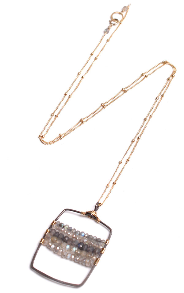 Labradorite Oxidized U Bar Necklace Labradorite Oxidized U Bar Necklace