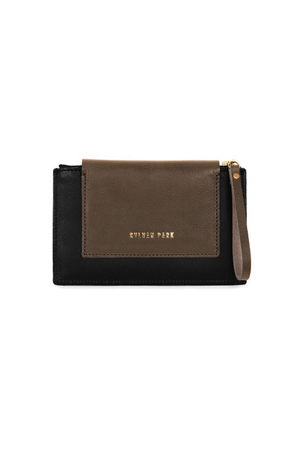 Sylvan Park Leather Bidwell Mini Zip Pouch - Black/Clay/Yellow Sylvan Park Leather Bidwell Mini Zip Pouch - Black/Clay/Yellow