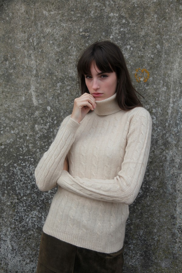 Homespun Cashmere - Marie Cable Roll Neck Homespun Cashmere - Marie Cable Roll Neck