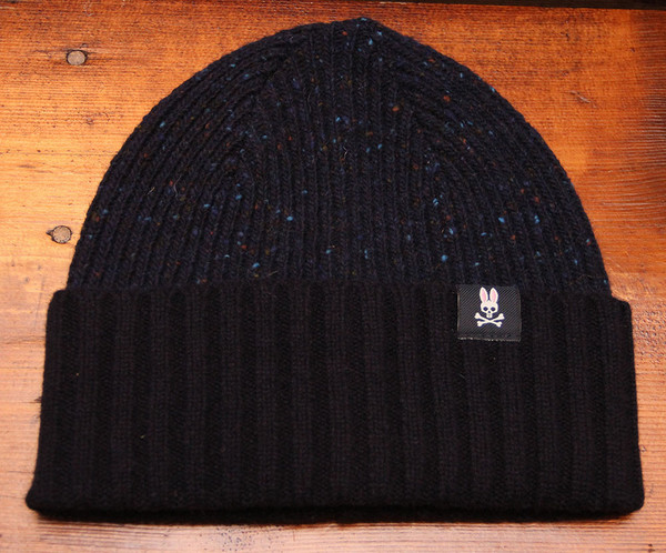 Men's Psycho Bunny - Wool Preston Trim Watchman Hat - Navy Men's Psycho Bunny - Wool Preston Trim Watchman Hat - Navy