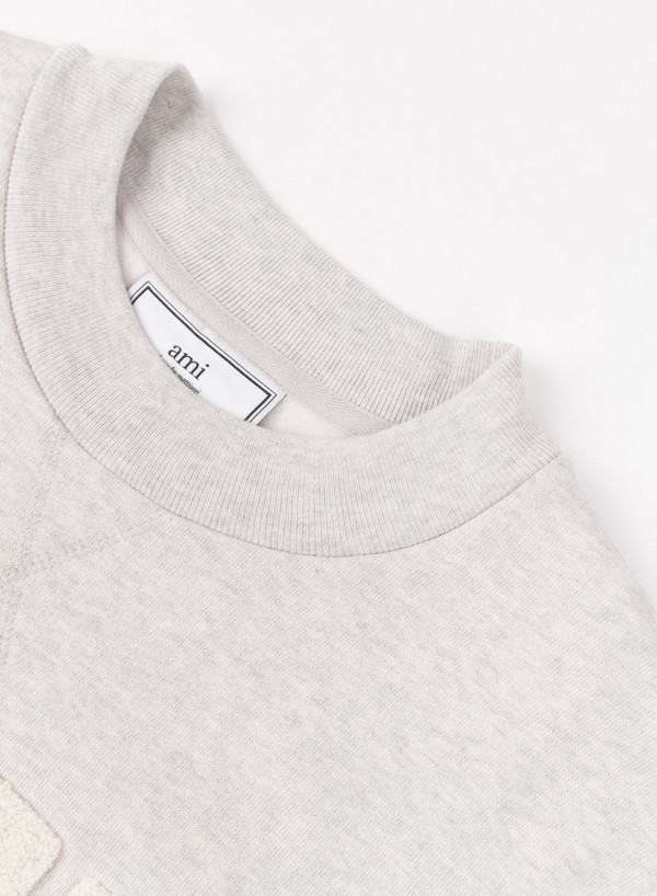 Men's AMI Alexandre Mattiusi AMI Crew Neck Sweatshirt Grege Men's AMI Alexandre Mattiusi AMI Crew Neck Sweatshirt Grege