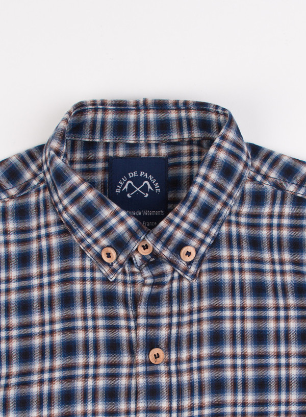 Men's Bleu De Paname Chemise Bureau Carreaux Bleu Men's Bleu De Paname Chemise Bureau Carreaux Bleu