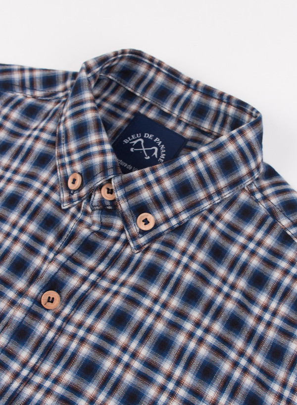 Men's Bleu De Paname Chemise Bureau Carreaux Bleu Men's Bleu De Paname Chemise Bureau Carreaux Bleu
