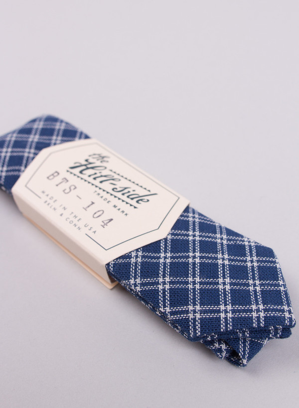 Men's The Hill-Side Double Windowpane Bow Tie Indigo Men's The Hill-Side Double Windowpane Bow Tie Indigo