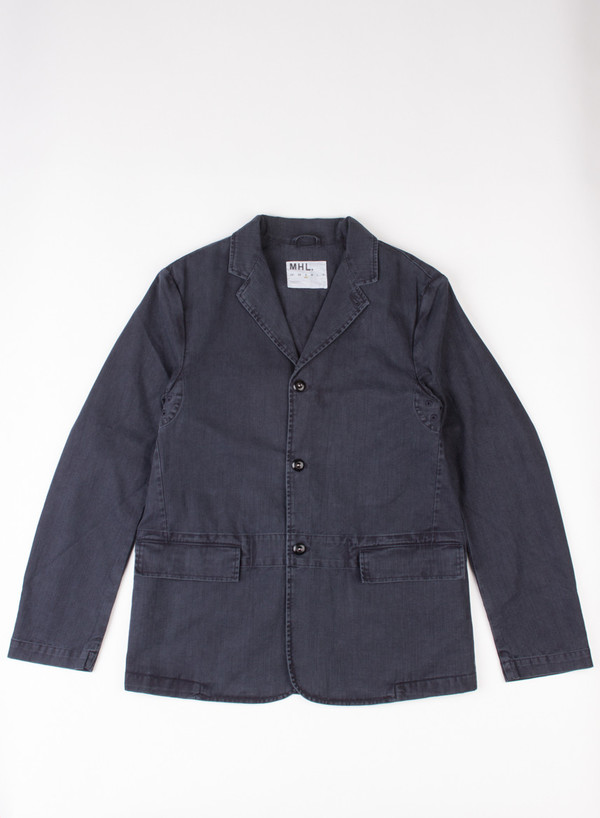Men's MHL Margaret Howell Flap Pocket Blazer Indigo Men's MHL Margaret Howell Flap Pocket Blazer Indigo