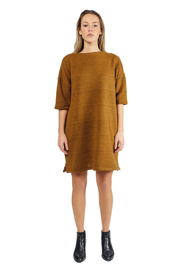 Priory Melli Dress Wool Boucle Mustard Priory Melli Dress Wool Boucle Mustard