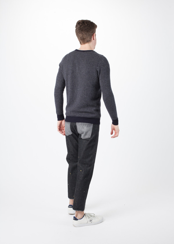 Men's Avant Toi Houndstooth V-Neck Sweater Men's Avant Toi Houndstooth V-Neck Sweater