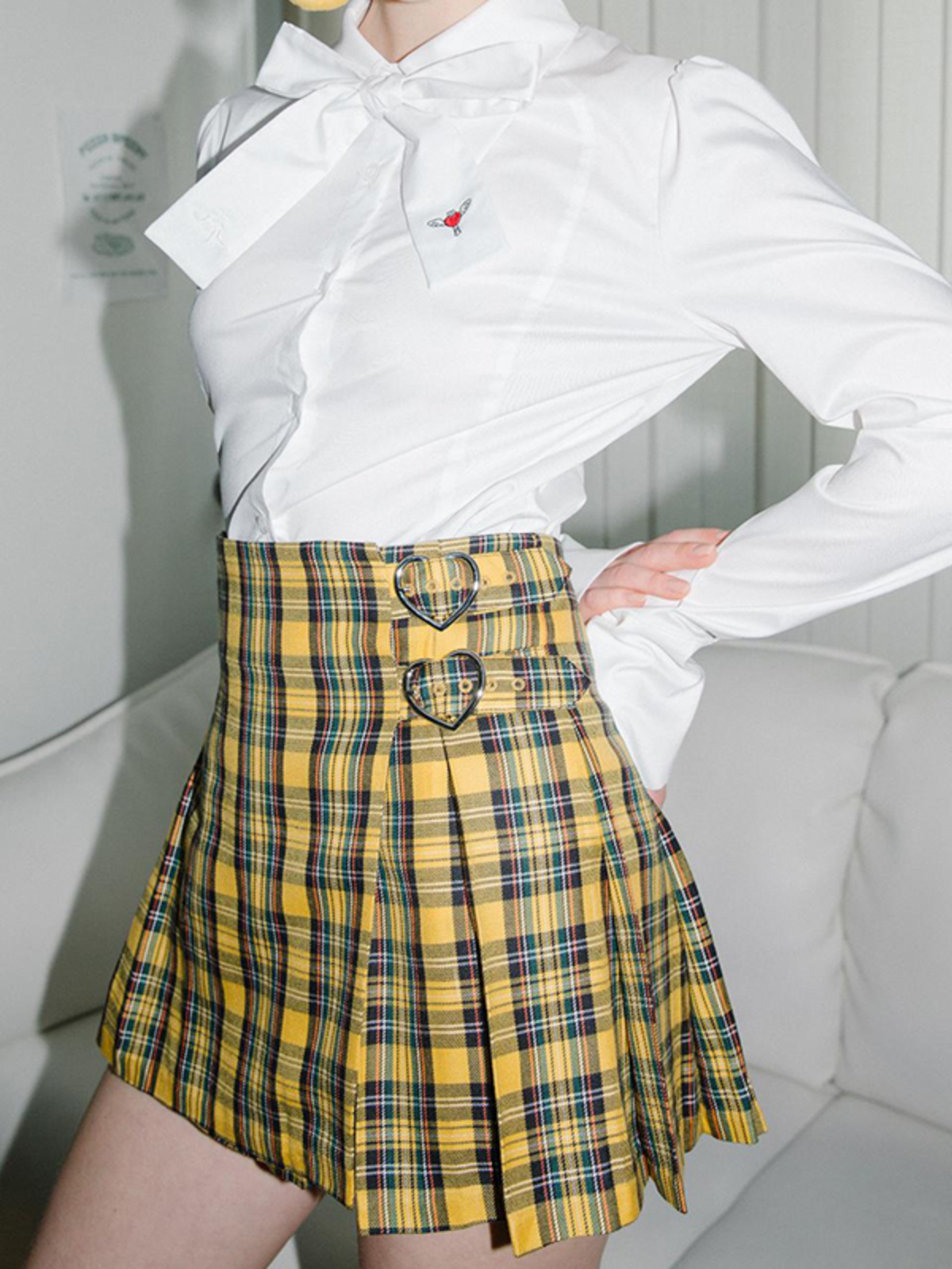 Yellow tartan skirt queen Clearance