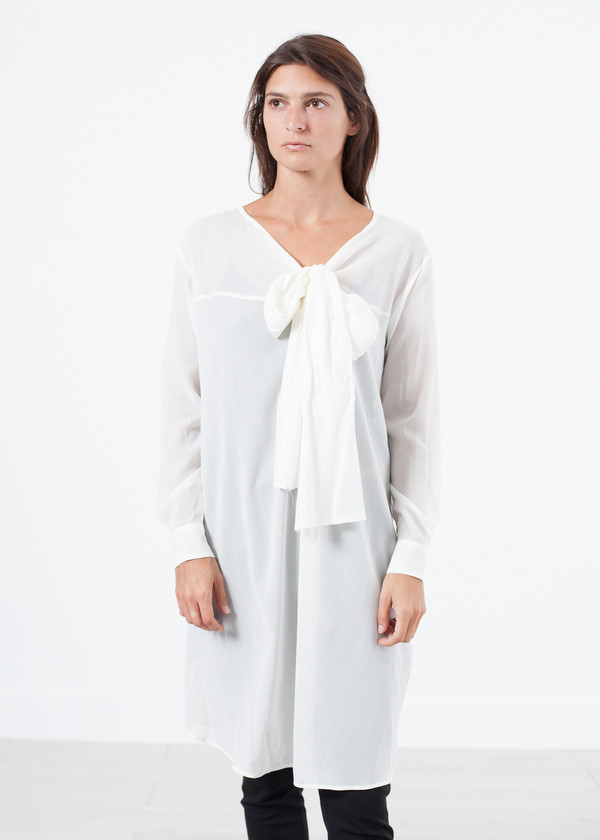 Ter et Bantine Sheer Tie Neck Dress in White Ter et Bantine Sheer Tie Neck Dress in White