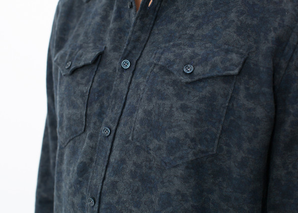 Men's Aglini Western Arkansas Button-Up in Dark Hash Floral Men's Aglini Western Arkansas Button-Up in Dark Hash Floral