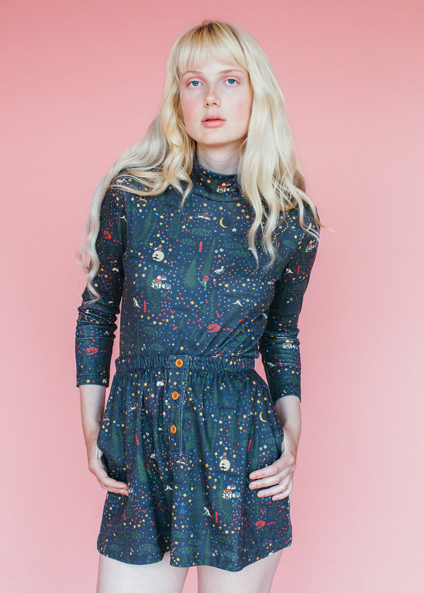 Turtle Bodysuit - Wonderland Print Turtle Bodysuit - Wonderland Print