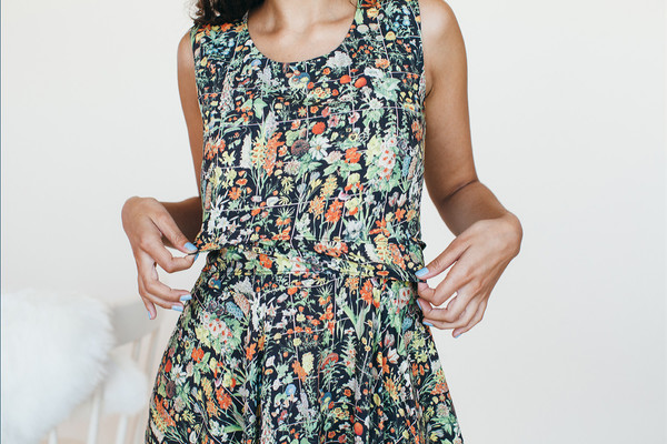Samantha Pleet Strata Dress - Black Floral Print Samantha Pleet Strata Dress - Black Floral Print