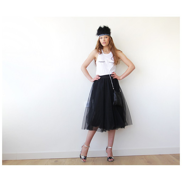Blush Black Tulle Midi Skirt Blush Black Tulle Midi Skirt