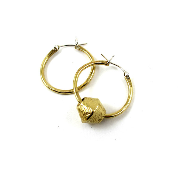 Laurel Hill Channel Hoops with Carved Beads Laurel Hill Channel Hoops with Carved Beads