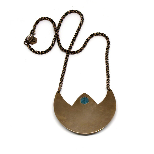 Laurel Hill Crescent Shield Necklace with Tibetan Turquoise // OOAK Laurel Hill Crescent Shield Necklace with Tibetan Turquoise // OOAK