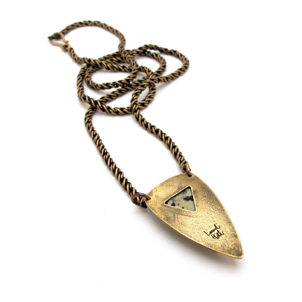 Dalmatian Jasper Solo Shield Necklace Dalmatian Jasper Solo Shield Necklace