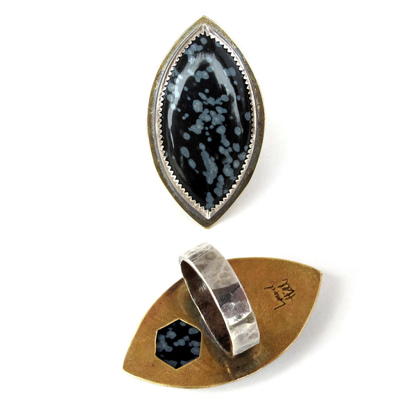 Laurel Hill Snowflake Obsidian Hex Ring Laurel Hill Snowflake Obsidian Hex Ring