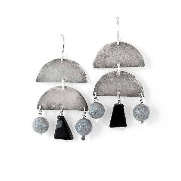 Laurel Hill Stone Veil Earrings // obsidian & gray spotted feldspar Laurel Hill Stone Veil Earrings // obsidian & gray spotted feldspar