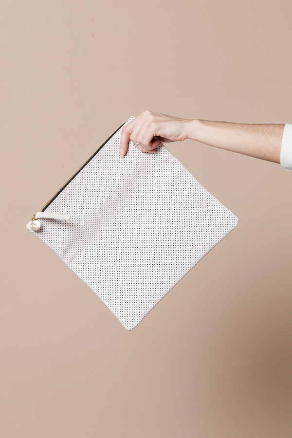 Clare V. Foldover Clutch - perforated white Clare V. Foldover Clutch - perforated white