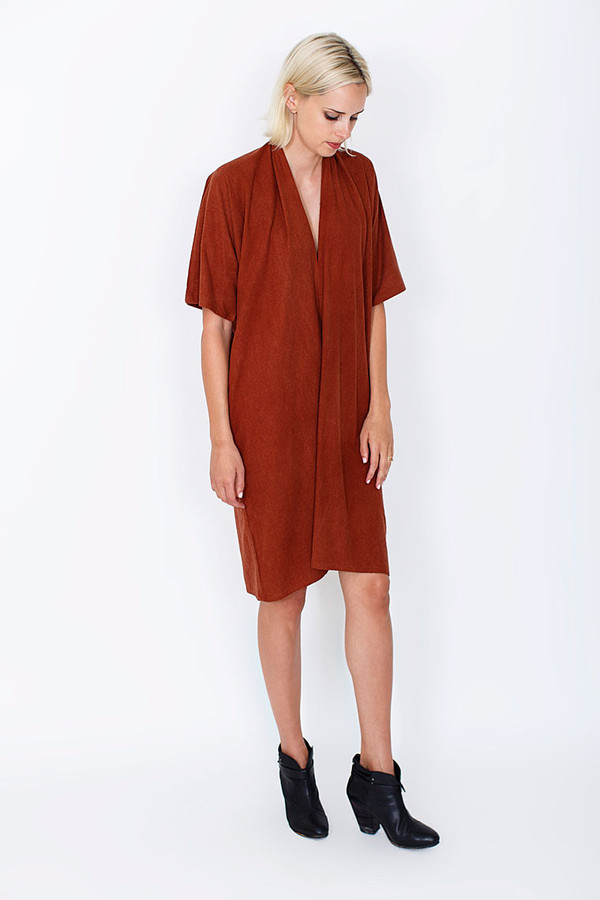 Miranda Bennett Muse Dress, Silk Noil in Rust Miranda Bennett Muse Dress, Silk Noil in Rust