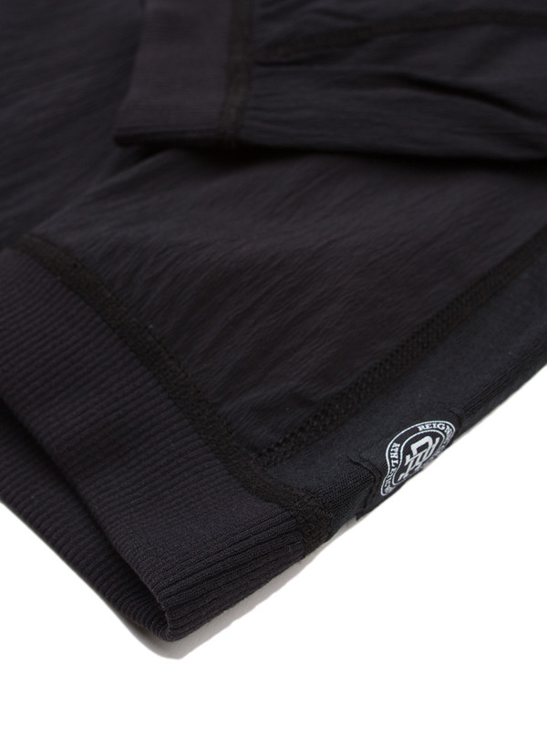 Men's Reigning Champ Woven Stretch Nylon Long Sleeve Pullover Hoodie Black Men's Reigning Champ Woven Stretch Nylon Long Sleeve Pullover Hoodie Black