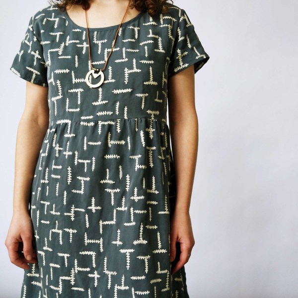 Make It Good- Gathered Tee Dress in Marine Summer Fern Make It Good- Gathered Tee Dress in Marine Summer Fern