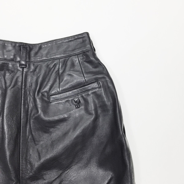 Johan Vintage Black Pleated Leather Pants Johan Vintage Black Pleated Leather Pants