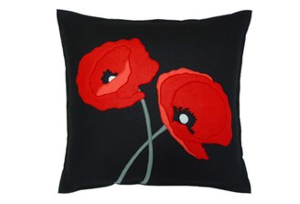 Sandor Applique Poppy Lovers Pillow Red Black Garmentory