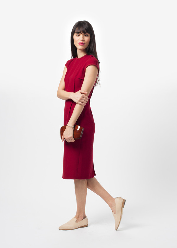 Amelia Toro Wool Crepe Fitted Dress Amelia Toro Wool Crepe Fitted Dress