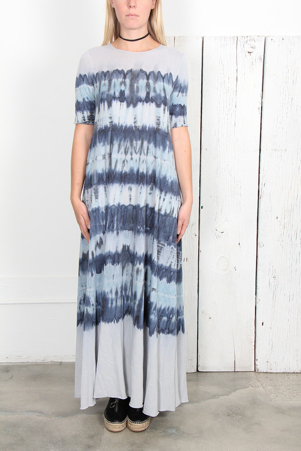 RAQUEL ALLEGRA BLUE TIE DYE JERSEY SHORT SLEEVE MAXI DRESS RAQUEL ALLEGRA BLUE TIE DYE JERSEY SHORT SLEEVE MAXI DRESS