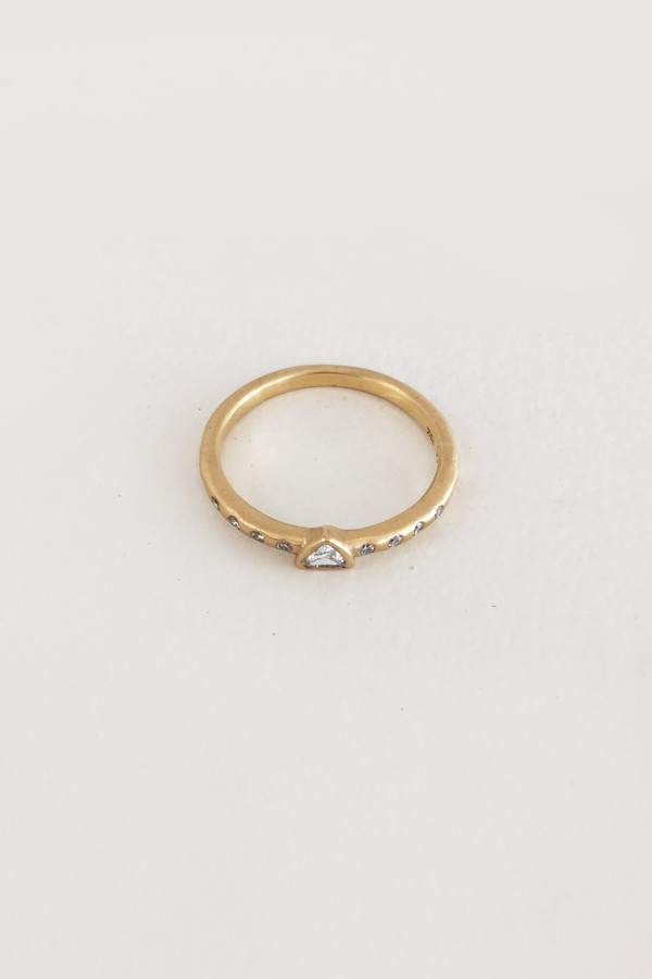 Tony Malmed Diamond and 18k Gold Triangle Stack Ring Tony Malmed Diamond and 18k Gold Triangle Stack Ring