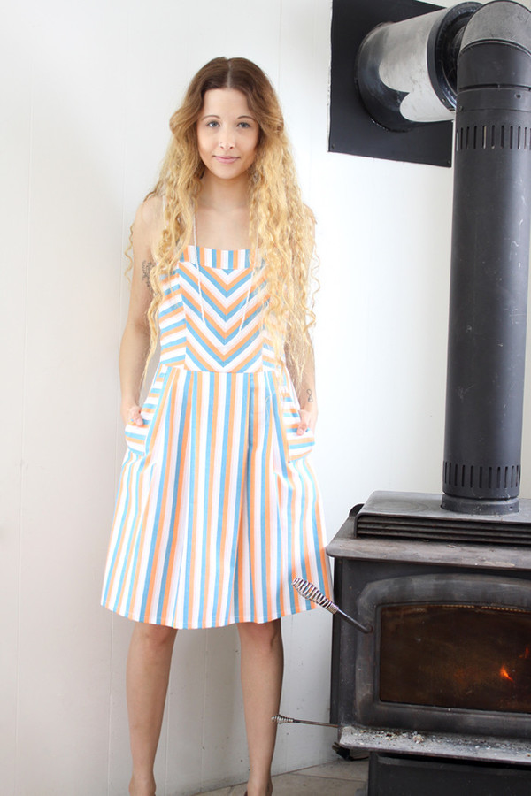 Birds of North America Minivet Dress (Peach/Sky) Birds of North America Minivet Dress (Peach/Sky)