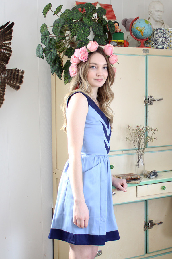 Birds of North America Parula Dress (Light Blue/Navy) Birds of North America Parula Dress (Light Blue/Navy)