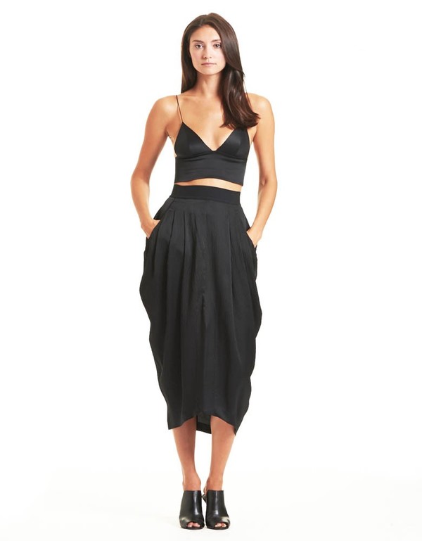 Kaelen Hammered Silk Side Drape Skirt Kaelen Hammered Silk Side Drape Skirt