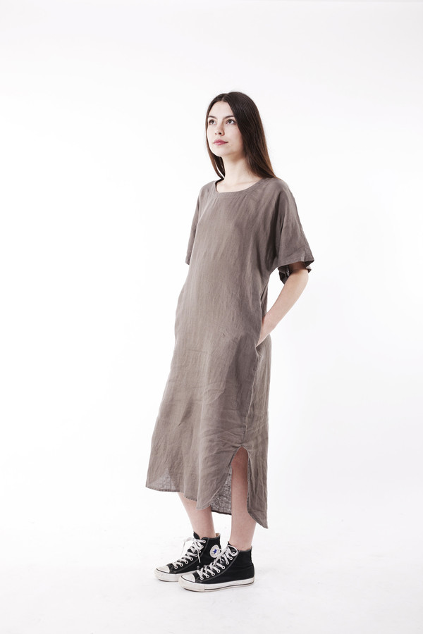 Black Crane Linen Long Dress Black Crane Linen Long Dress