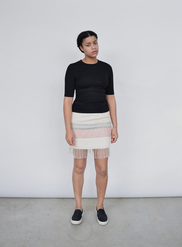 Fifteen Twenty Natural Fringed Mini Skirt Fifteen Twenty Natural Fringed Mini Skirt