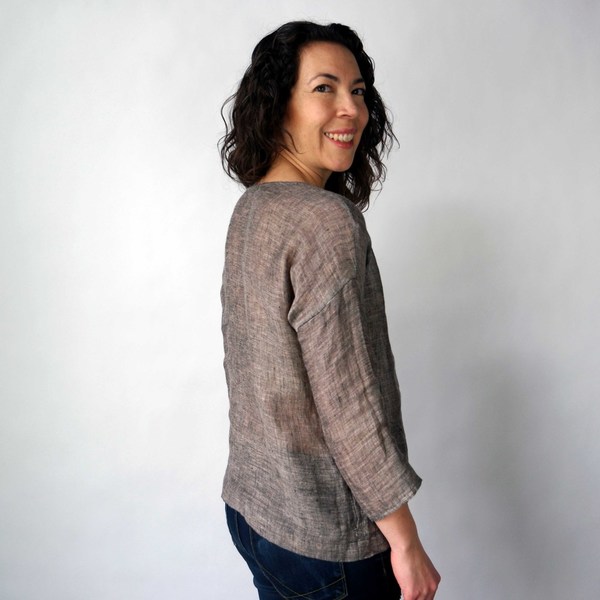 Modaspia Drop Sleeve Blouse in Black Linen Modaspia Drop Sleeve Blouse in Black Linen