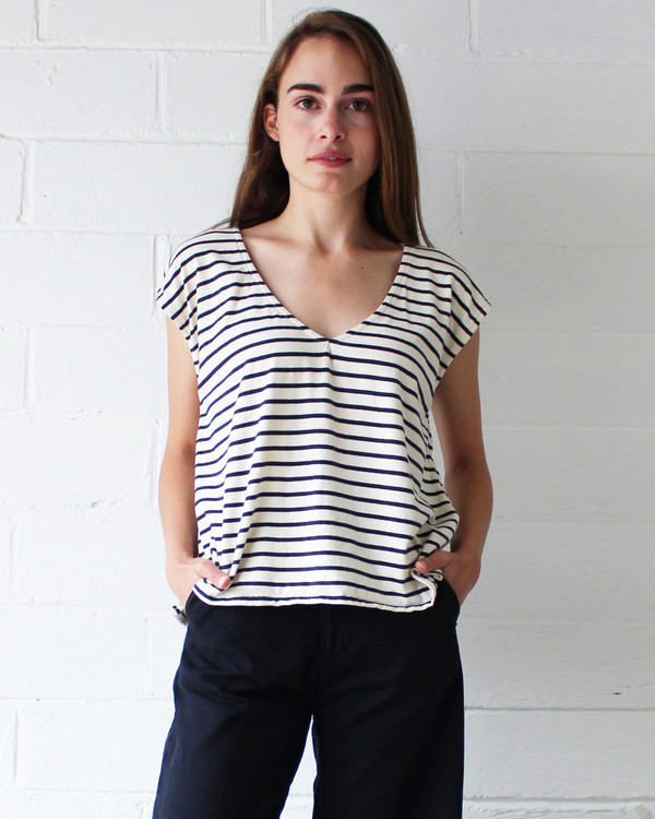 Esby Evie Oversized Top - Navy Stripe Esby Evie Oversized Top - Navy Stripe