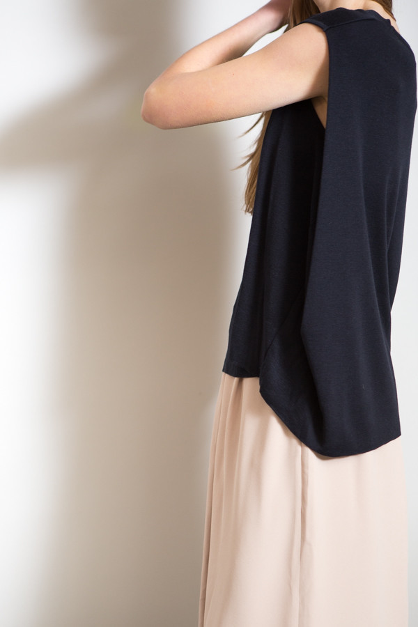Achro Linen Mixed Knit Top / Navy Achro Linen Mixed Knit Top / Navy