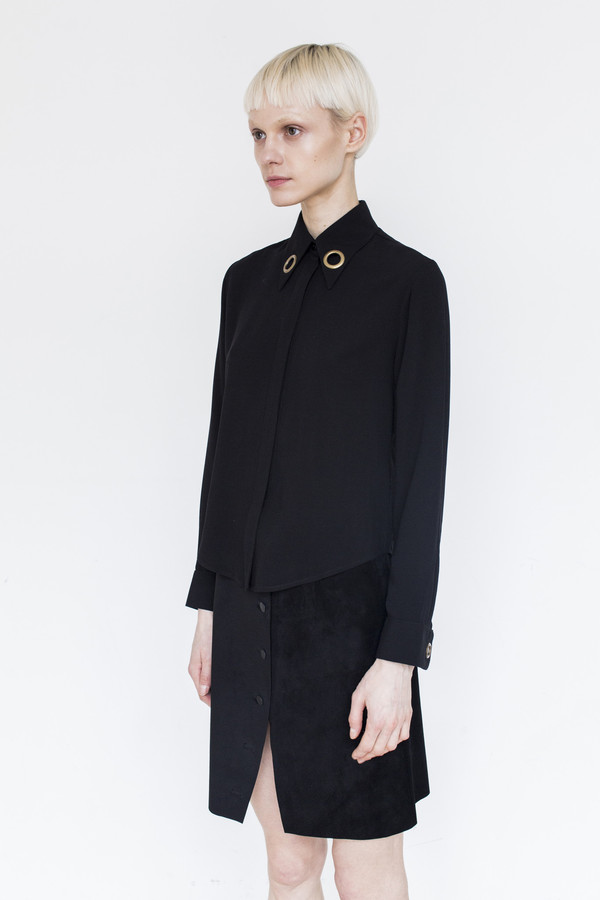 Assembly Crepe Butterfly Collar Top Assembly Crepe Butterfly Collar Top